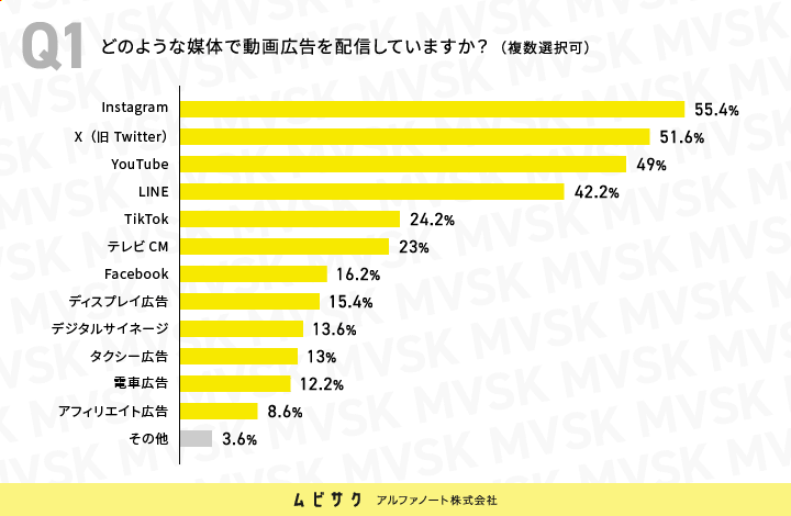 どのような媒体で動画広告を配信していますか？