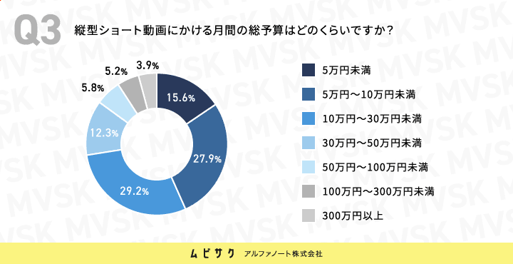 縦型ショート動画にかける月間の総予算はどのくらいですか？
